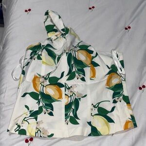 Ann Taylor Floral Lemon Print Women's Top